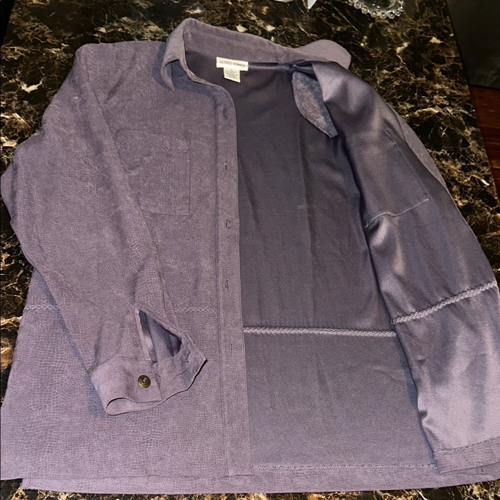 Women’s Faux Suede Jacket with Shoulder Pads, Size 8